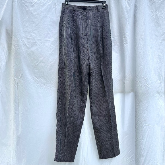 Vintage Micro Pin Stripe Cotton Blend Lined Pleated Trouser Pants - Picture 1 of 5